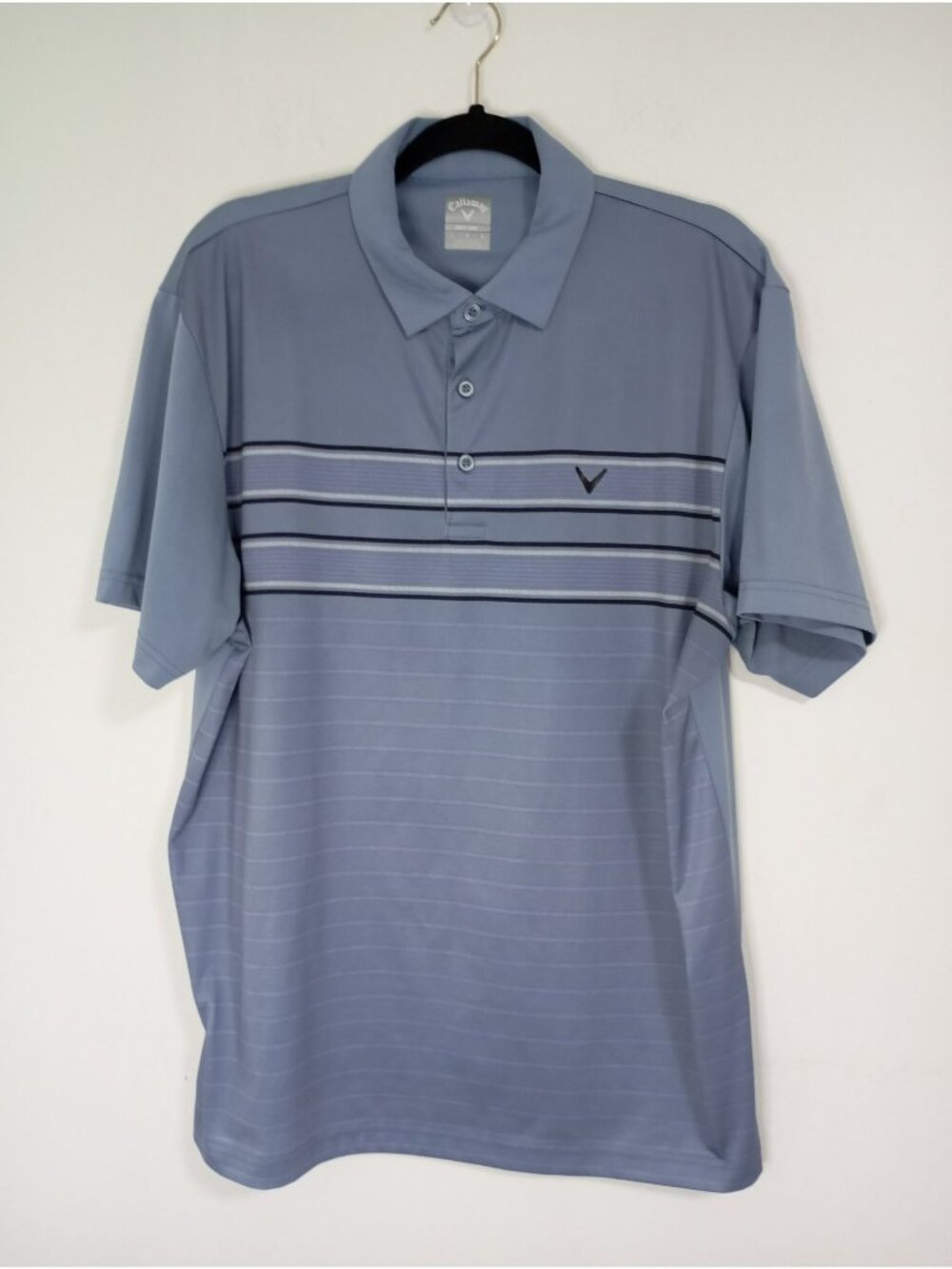 Callaway Mens Blue Striped Opti-Dri Polo Shirt Size Large Golf Apparel